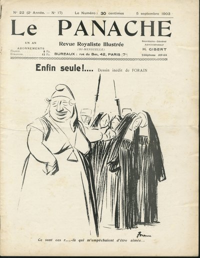 Illustration by Jean-Louis Forain for the Cover of Le Panache, Royalist Magazine Illustree, No. 20 by Jean Louis Forain