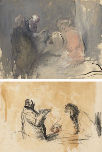 In the Hospital (recto) Sketch for In the Hospital (verso) by Jean Louis Forain