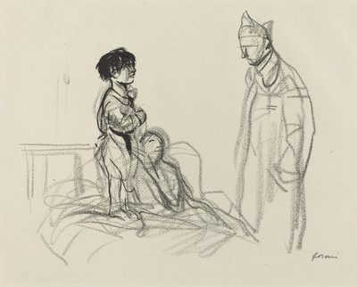 Mother and Child Visited by Soldier in Hospital by Jean Louis Forain