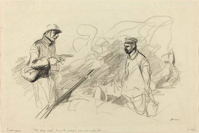 Poilu Acknowledging German Soldier, probably 1918 by Jean Louis Forain