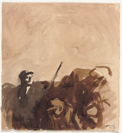 Soldier in a Trench (recto) by Jean Louis Forain
