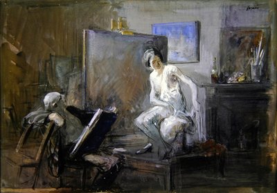 The painter with his model by Jean Louis Forain