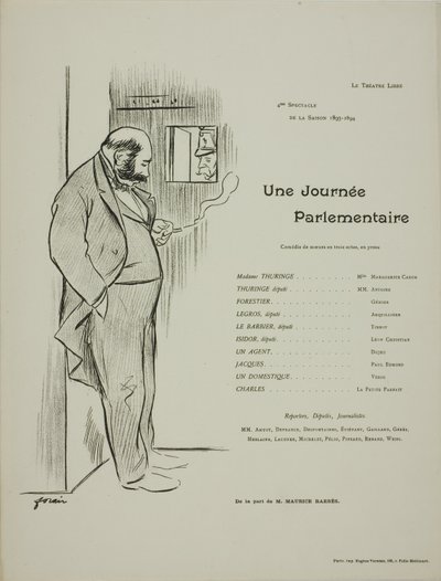 Theater Program for A Parliamentary Day by Jean Louis Forain