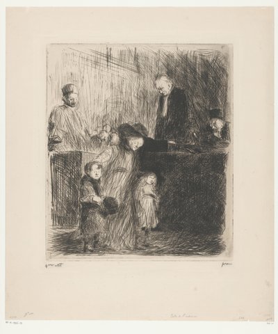 Woman with Two Young Children Possibly Leaving a Courtroom by Jean Louis Forain