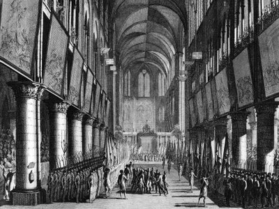 French Revolution: Benediction of the National Guard flags by Monsignor Juigne in the Church of Notre Dame on September 27 by Jean Louis II (after) Prieur