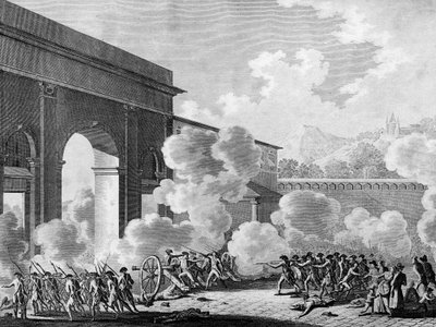 French Revolution: Case of Nancy on 31 August 1790. Engraving by Berthaut after Prior by Jean Louis II (after) Prieur