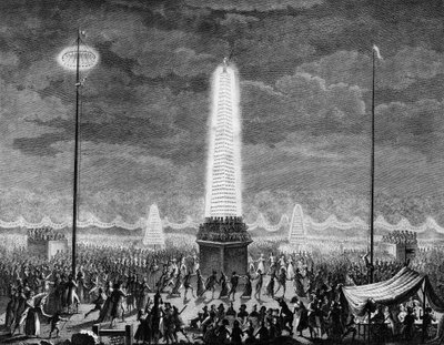 French Revolution: Festivals and illuminations at the Champs Elysees in Paris on July 18 by Jean Louis II (after) Prieur