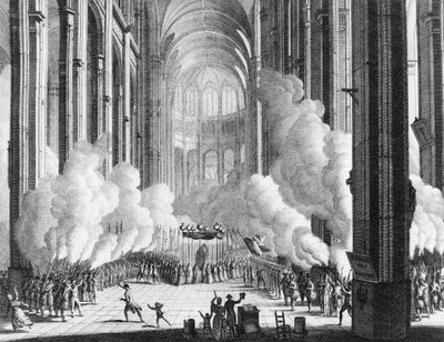 French Revolution: Obsequies of Honore Gabriel Riqueti, Earl of Mirabeau on April 4 by Jean Louis II (after) Prieur