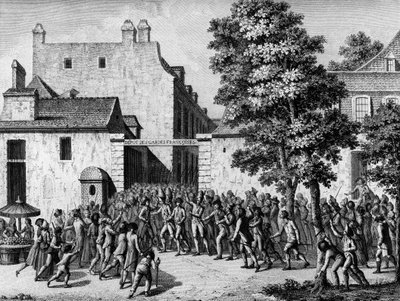 French Revolution: The French Guards rescuing Monsieur du Chatelet, their colonel, from the popular excitement on July 12 by Jean Louis II (after) Prieur