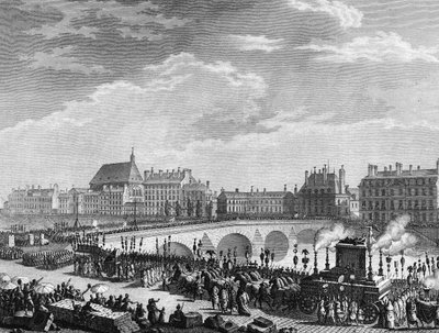 French Revolution: Triumph of Francois Marie Arouet dit Voltaire (1694-1778) on 11 July 1791 by Jean Louis II (after) Prieur