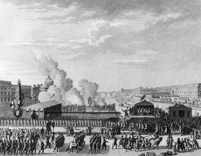 French Revolution: Volunteers at Pont Neuf in Paris, July 22 by Jean Louis II (after) Prieur