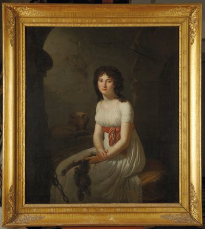 Citizen Tallien in a cell in La Force Prison, holding her cut hair, 1796 by Jean Louis Laneuville