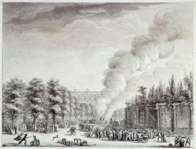 French Revolution: Model of the Pope burns at the Palais-Royal, April 6 by Jean Louis the Younger Prieur