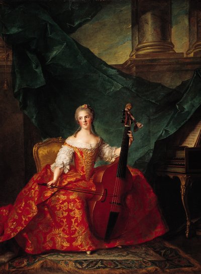 Madame Henriette de France in Court Costume Playing a Bass Viol by Jean Marc Nattier