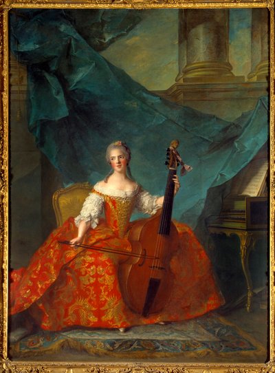 Portrait of Madame Henriette de France, daughter of Louis XV, playing the bass viol by Jean Marc Nattier