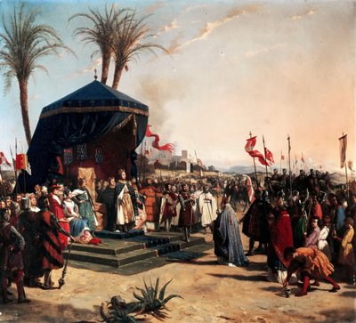 Saint Louis, King of France Receiving Robert Patriarch of Jerusalem in Damietta by Jean Marie Oscar Gué