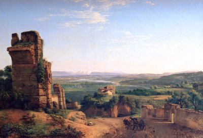 Roman aqueducts seen on the slopes of Saint Just by Jean Michel Grobon
