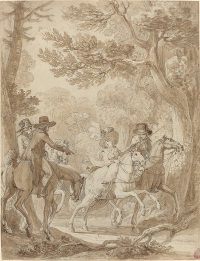 Lady and Gentlemen Riding in a Park by Jean Michel Moreau