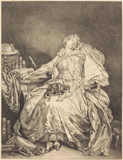 Sleeping Philosophy by Jean Michel Moreau after Jean Baptiste Greuze