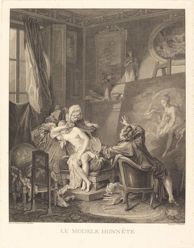 The Honest Model by Jean Michel Moreau and Jean Baptiste Blaise Simonet after Pierre Antoine Baudouin
