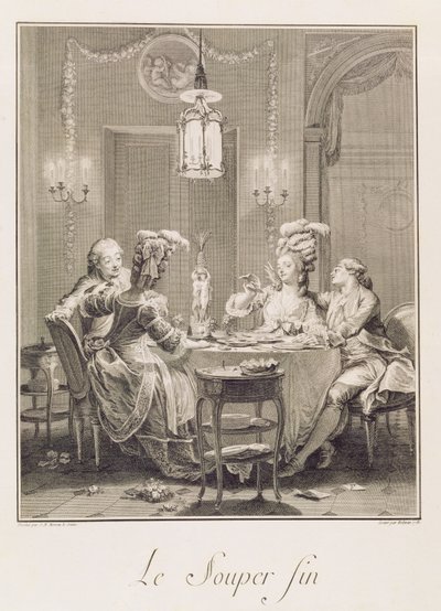 The Fine Supper, engraved by I.S. Helman by Jean Michel the Younger Moreau
