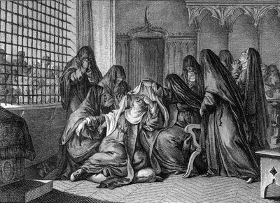 Abelard and Heloise: Heloise (1101-1164) taking the veil at the abbey of the women of Argenteuil. Engraving by Jean Michel Moreau, dit Moreau le Jeune (1741-1814) by Jean Michel the Younger Moreau