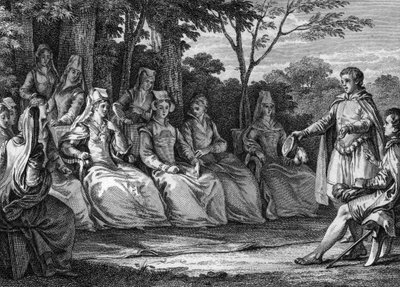 Court of Love in the Middle Ages in the presence of the troubadours - Engraving by Jean Michel Moreau, dit Moreau le Jeune (1741-1814) by Jean Michel the Younger Moreau