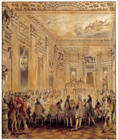 Feast Given by Jeanne Becu, Countess of Barry, at the Castle of Louveciennes by Jean Michel the Younger Moreau