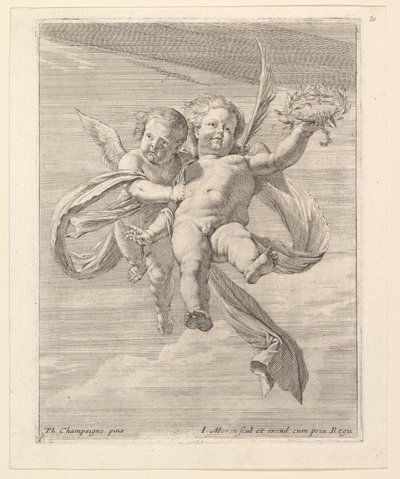 Group of Two Cherubs, One Looking Forward and the Other to the Left by Jean Morin