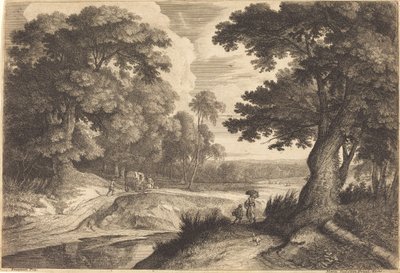 Edge of a Wood with Peasants Going to Market by Jean Morin, after Jacques Fouquières