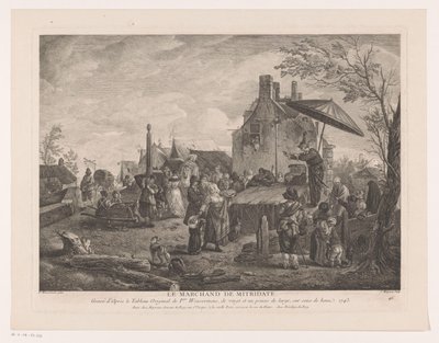 Village Theater (title on object: The Merchant of Mithridates) (series title: Prints After Paintings by Philips Wouwerman) (series title: Works of Ph.pe Wouwermans Hollandois) by Jean Moyreau