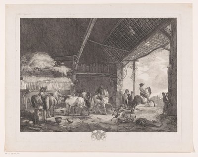 Figures and Horses in the Stable of the Post Office (series title) by Jean Moyreau