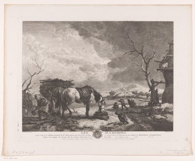Woodcutters in a Winter Landscape by Jean Moyreau