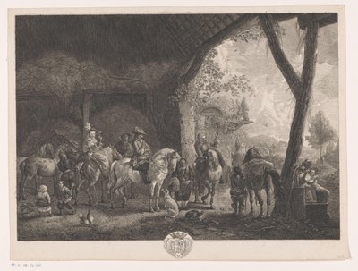 Hunting Party Departing from a Stable (Prints After Paintings by Philips Wouwerman) by Jean Moyreau