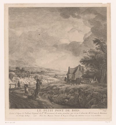Landscape with a House Along a Path Over a Bridge by Jean Moyreau