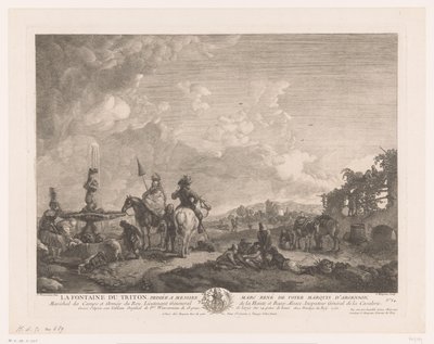 Landscape with Figures by a Fountain by Jean Moyreau
