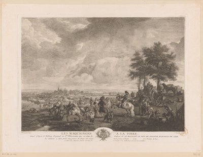 Landscape with Horse Traders at a Market (series title: Prints after Paintings by Philips Wouwerman) by Jean Moyreau