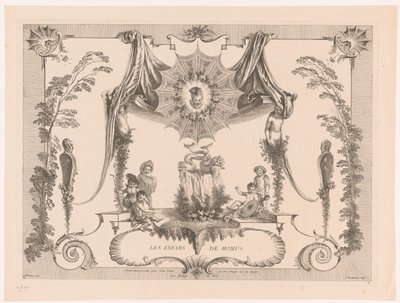 Design for Paneling with Children by a Fountain (The Children of Momus) (Oeuvre of Antoine Watteau) by Jean Moyreau