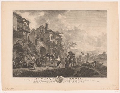 Travelers at a Blacksmith by Jean Moyreau