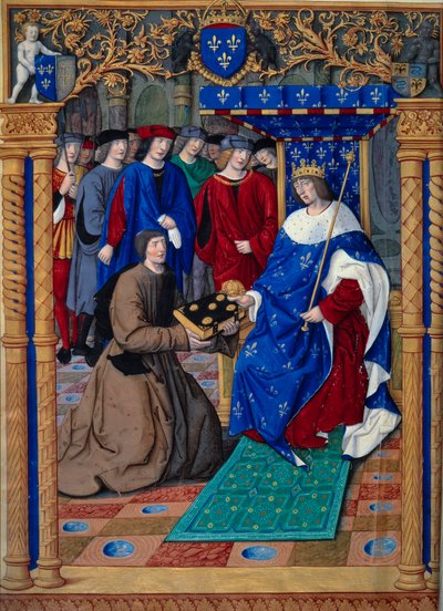 Francesco Petrarca Presents His Book to the King of France Louis XII by Jean Pichore