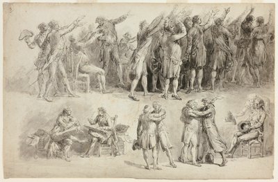 Studies for the Oath of the Tennis Court by Jean Pierre Norblin de La Gourdaine