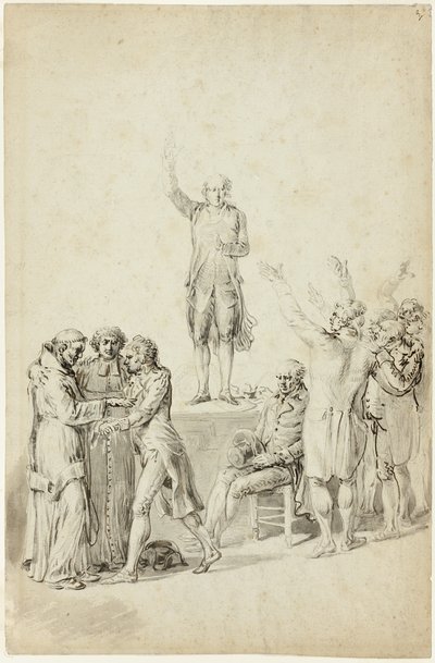 Study for The Oath of the Tennis Court: Bailly Standing on the Desk, Asking for a Vote by Jean Pierre Norblin de La Gourdaine