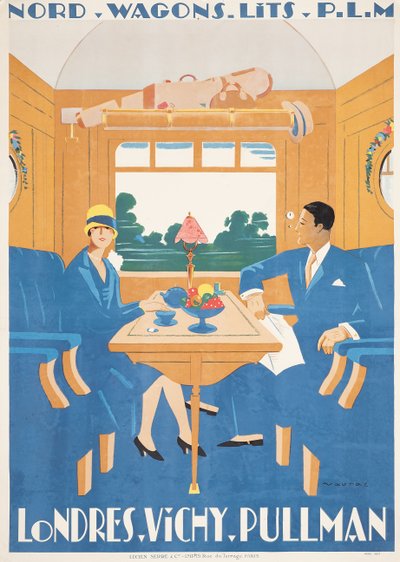 Advertising Poster for the London to Vichy Pullman Express Train by Jean Raoul Chaurand Naurac