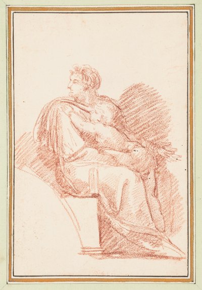 Josiah with Jechoniah in his arms, ancestors of Christ from the Sistine Chapel ceiling by Michelangelo by Jean Robert Ango