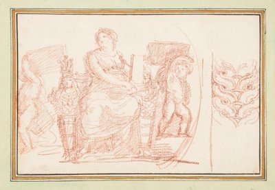 Seated Female Figure with Books and Putti by Jean Robert Ango
