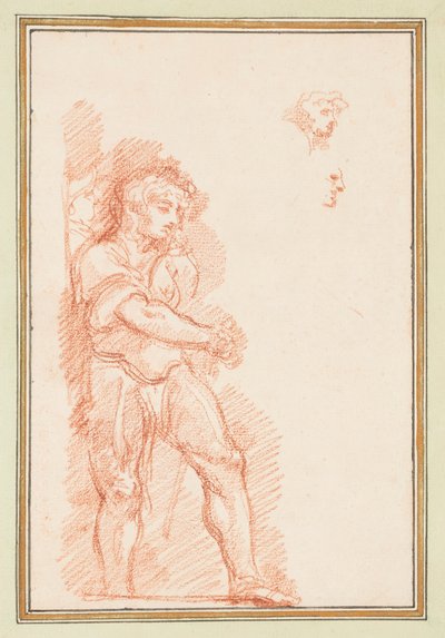Soldier in Antique Dress with Profile Studies by Jean Robert Ango