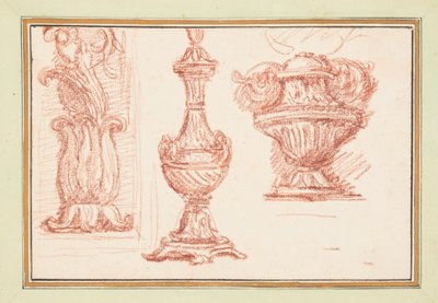 Two urns and an ornamental detail by Jean Robert Ango