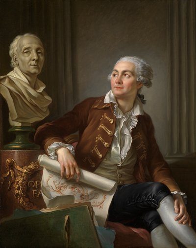 Portrait of Man with Bust of Denis Diderot by Jean-Simon Berthelemy