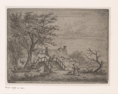Landscape with Wooden Bridge Over a River by Jean Théodore Joseph Linnig