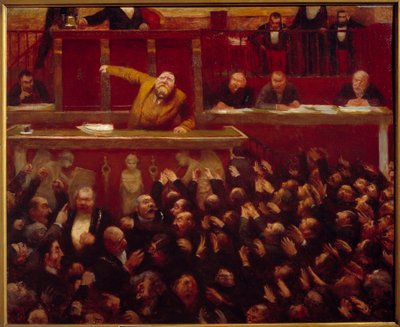 The French Socialist Leader Jean Jaures Speaking at the Tribune of the Chamber of Deputies by Jean Veber